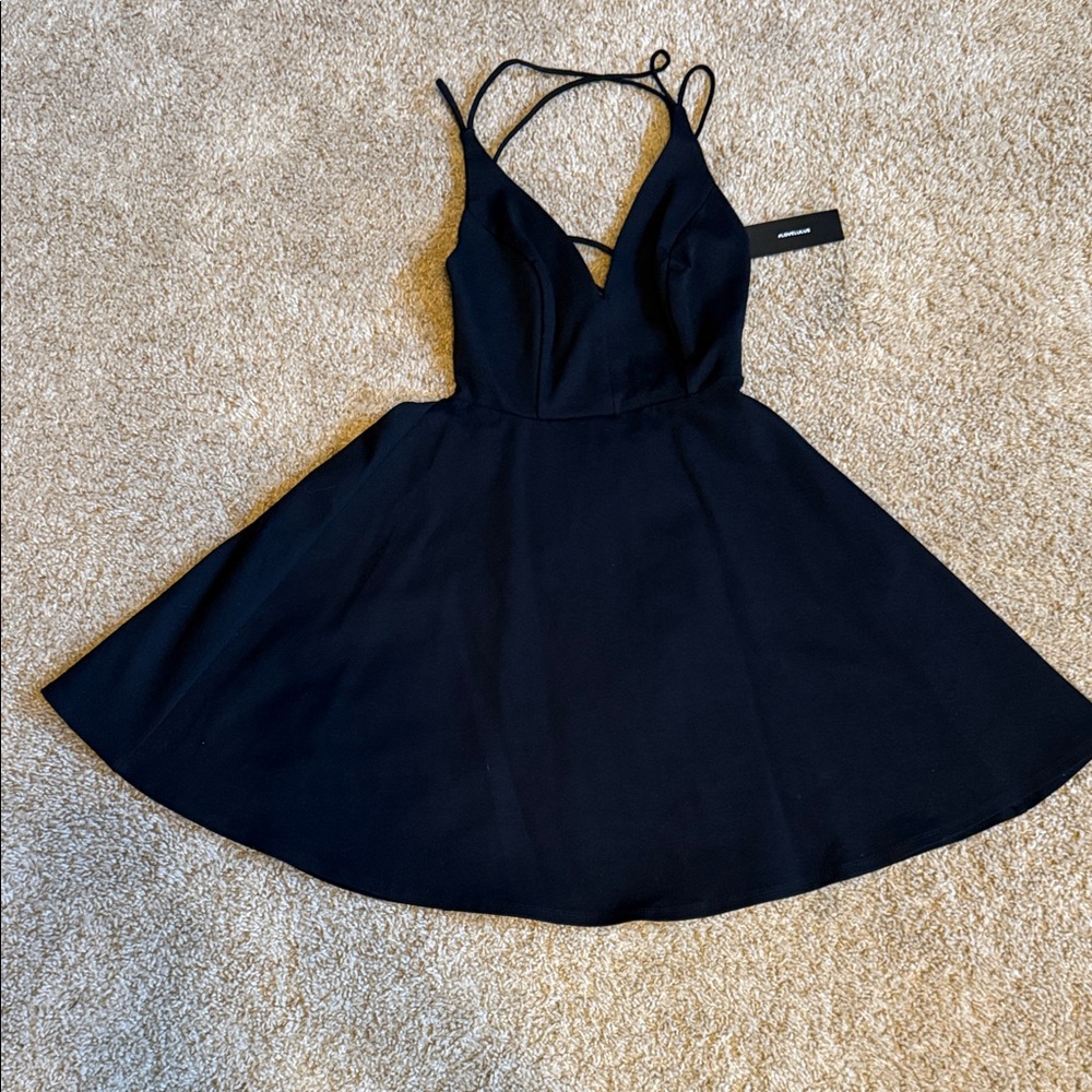Lulu's Elegant Black Strappy Mini Dress